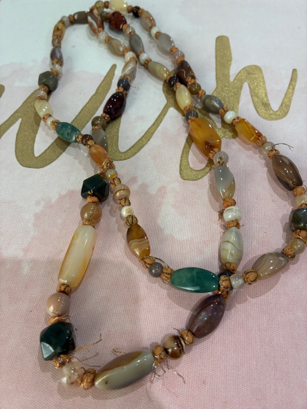 Boho Multi-Color Agate Bead Necklace - Unbranded